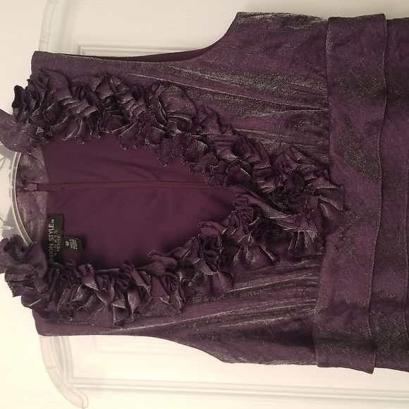 London Style NIGHTS Special Occasion Dress, Sz 4 Petite,     Plum Shimmer - Picture 4 of 5